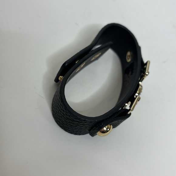 Skull Cuff | Black Metallic Detailed Skull Crossbones Bracelete | Sizable Bling - Picture 4 of 6